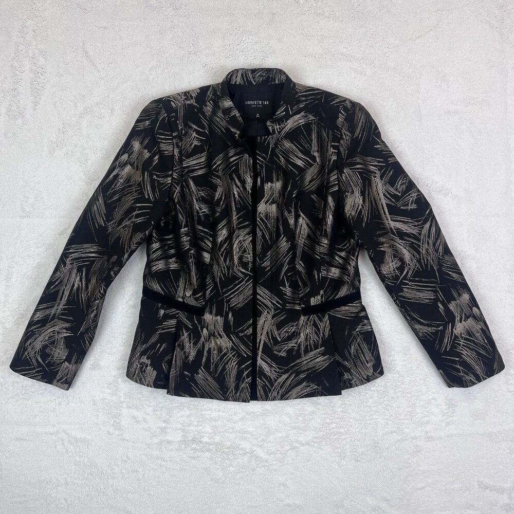 LAFAYETTE 148 NEW YORK LADIE'S WOOL BLEND ZIP UP JACKET SIZE‎ 10 BLACK GOLD